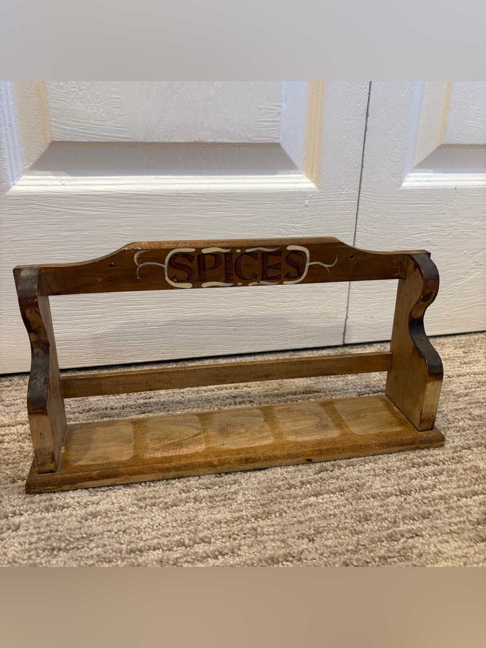 Vintage Wooden Spice Rack Shelf Organizer - 13” X 6.5”